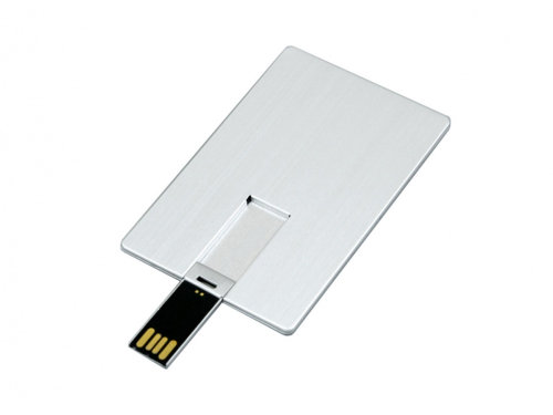 USB-флешка на 64 ГБ в виде металлической карты, с раскладным чипом, серебро