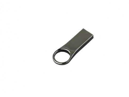 USB-флешка на 8 Гб с мини чипом, компактный дизайн с большим круглым отверстием., серебро