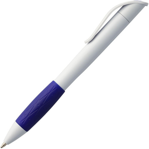 Ручка шариковая Grip, белая (молочная) с синим