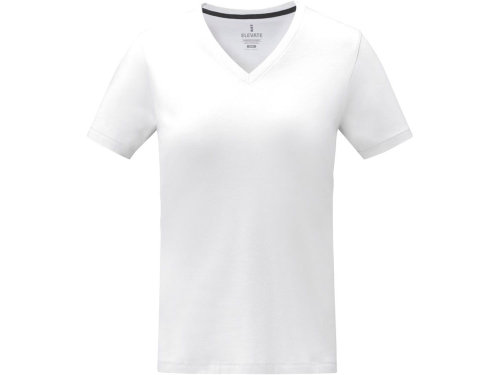 Somoto Женская футболка с коротким рукавом и V-образным вырезом , белый