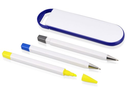 Набор Квартет: ручка шариковая, карандаш и маркер, белый/синий