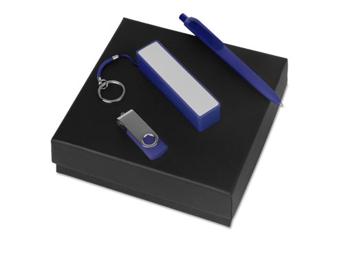 Подарочный набор Space Pro с флешкой, ручкой и зарядным устройством, синий
