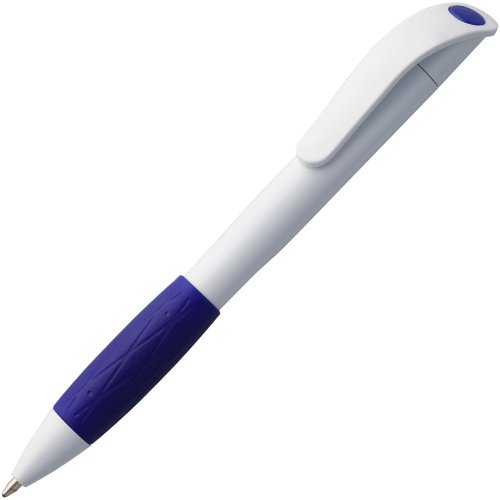 Ручка шариковая Grip, белая (молочная) с синим