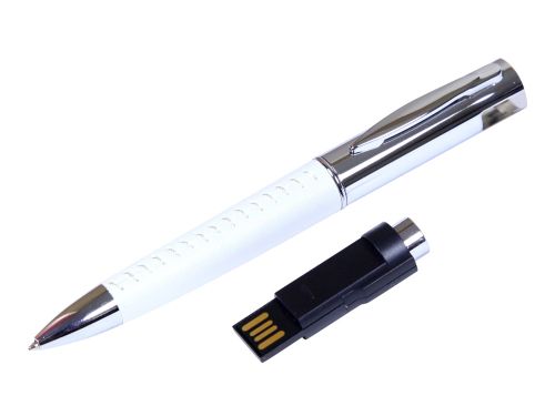 Флешка в виде ручки с мини чипом, 64 Гб, белый/серебристый