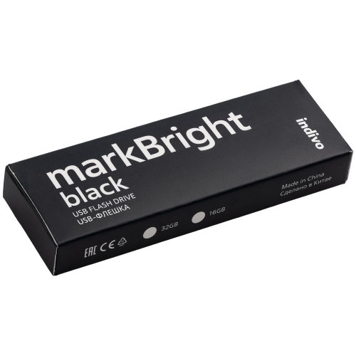 Флешка markBright Black с синей подсветкой, 32 Гб