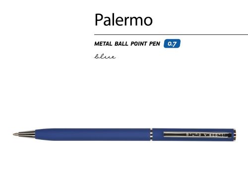 Ручка Palermo шариковая  автоматическая, синий металлический корпус, 0,7 мм, синяя