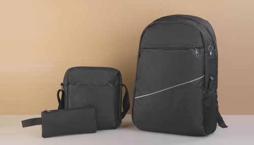 Набор "TRIO" 3в1: рюкзак, сумка, несессер, черный