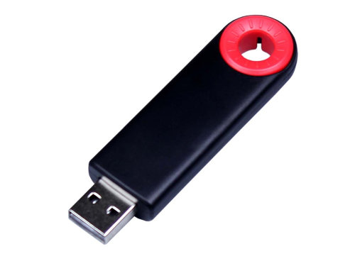 USB-флешка промо на 4 Гб прямоугольной формы, выдвижной механизм, красный