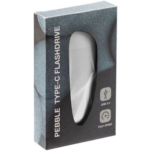 Флешка Pebble Type-C, USB 3.0, светло-серая, 16 Гб
