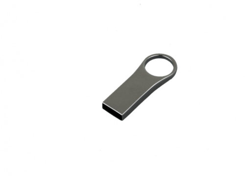USB-флешка на 64 ГБ с мини чипом, компактный дизайн с большим круглым отверстием., серебро