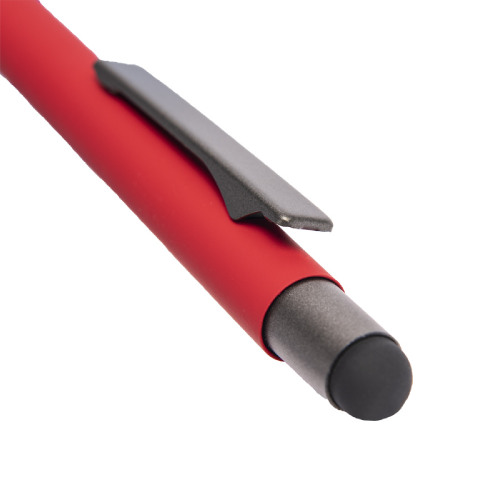 Ручка шариковая FACTOR GRIP со стилусом (красный, серый)