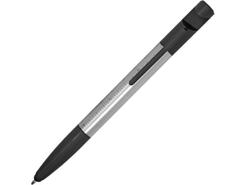 Ручка-стилус пластиковая шариковая многофункциональная (6 функций) Multy, серебристый