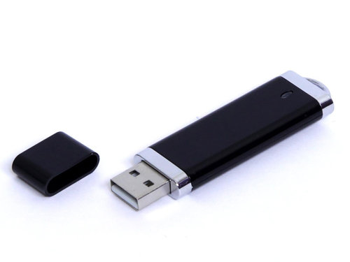 USB-флешка промо на 128 Гб прямоугольной классической формы, черный