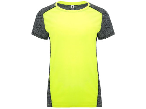 Спортивная футболка Zolder женская, неоновый желтый/меланжевый черный