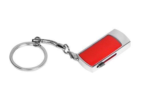 Флешка прямоугольной формы, выдвижной механизм с мини чипом, 64 Гб, красный/серебристый