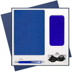 Подарочный набор Baladek ярко-синий (ежедневник, ручка, аккумулятор)