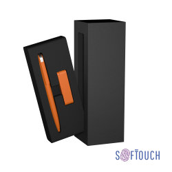 Набор ручка + флеш-карта 8 Гб в футляре, покрытие soft touch, оранжевый
