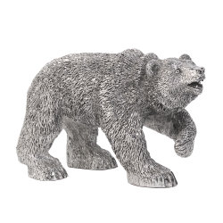 Статуэтка "Медведь", посеребрение, h 11 см, серебристый