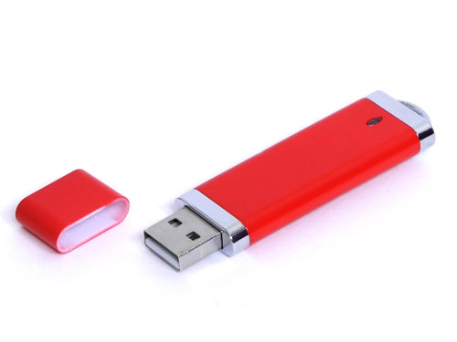 USB-флешка промо на 64 Гб прямоугольной классической формы, красный