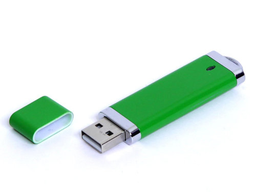 USB-флешка промо на 128 Гб прямоугольной классической формы, зеленый
