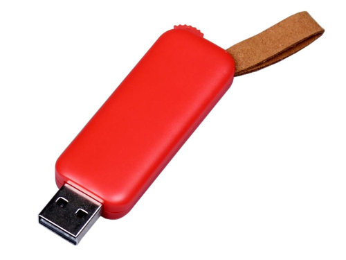 USB-флешка промо на 128 Гб прямоугольной формы, выдвижной механизм, красный