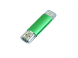USB-флешка на 32 Гб.c дополнительным разъемом Micro USB, зеленый