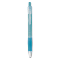 Ручка шариковая с резиновым обх (прозрачный голубой)