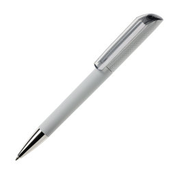 Ручка шариковая FLOW, покрытие soft touch (светло-серый)