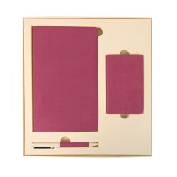 Набор подарочный PROVENCE; Универсальный аккумулятор(5000мАh), блокнот и ручка; розовый, шт (розовый, бежевый)