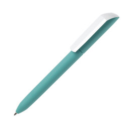 Ручка шариковая FLOW PURE, покрытие soft touch, белый клип (аквамарин)