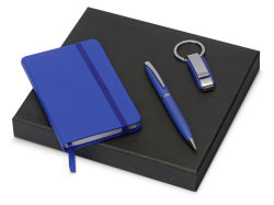 Набор с блокнотом, ручкой и брелком Busy, синий